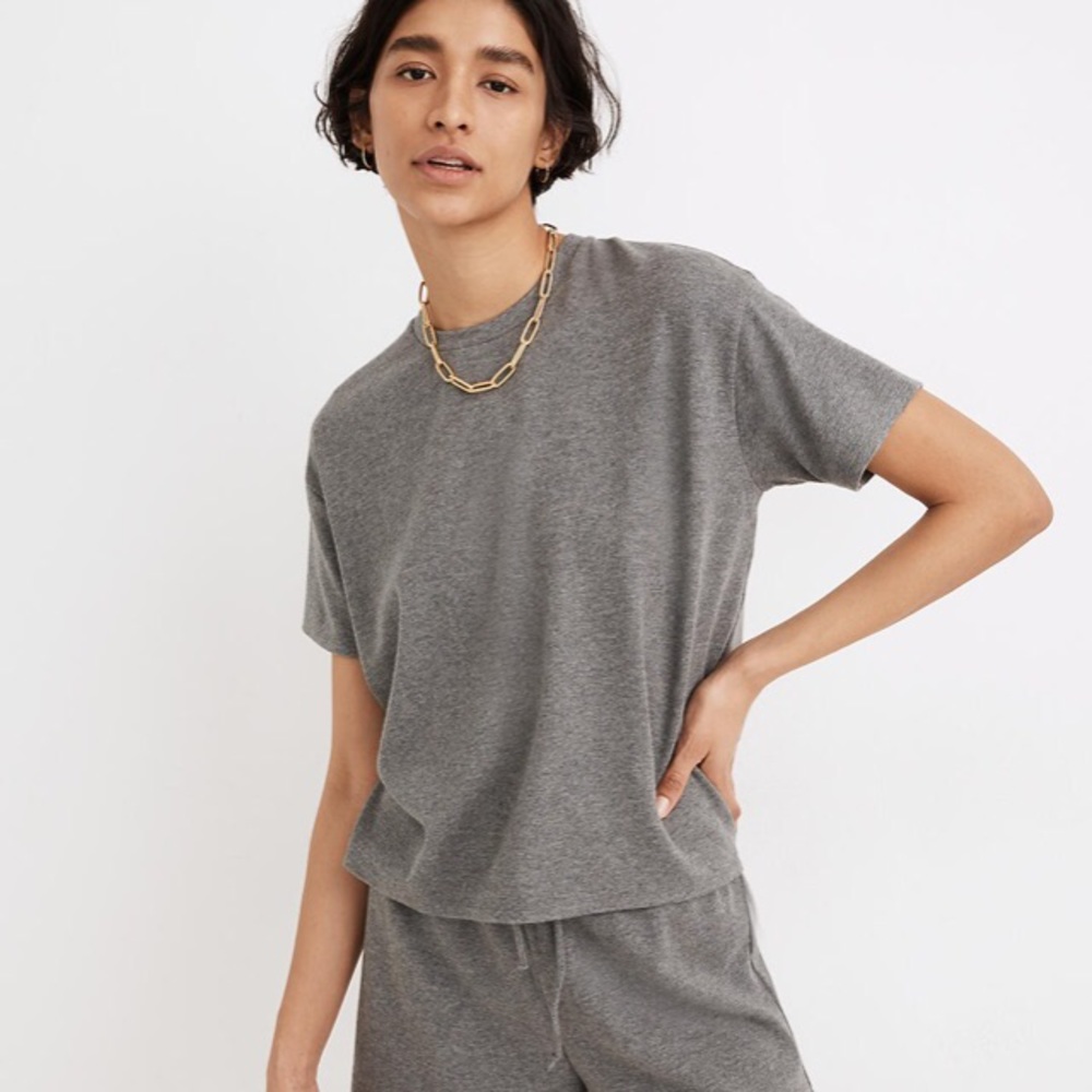 Madewell MWL Breeze Crewneck Boxy Tee Grey